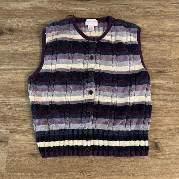 Christopher & Banks Sweaters - Christopher & Banks Purple Striped Sweater Vest